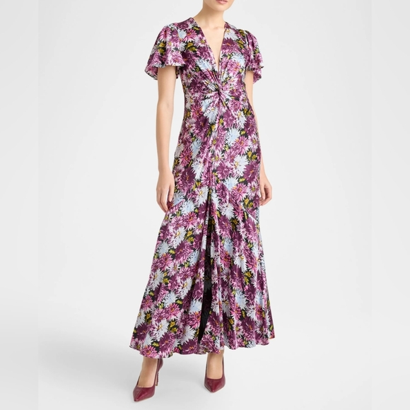 Cinq a Sept Kordyn Satin Dahlia-Print Dress
